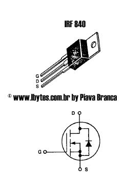 Aspecto e pianagem do FET IRF840 Irf840 Pinos